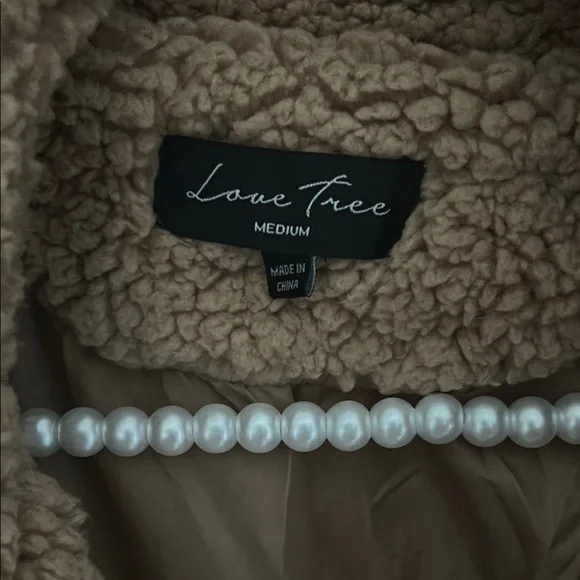 Love Tree Tan Teddy Jacket Plush Oversized Fit - Picture 2 of 2